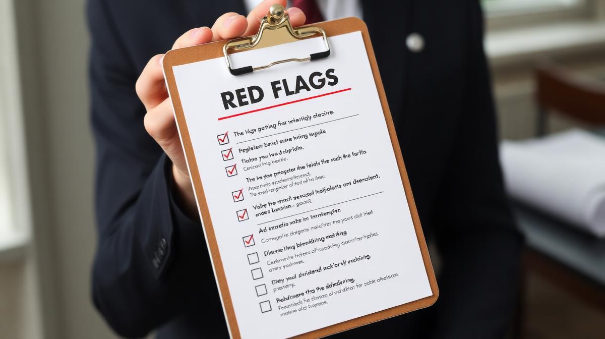 Red flags checklist on clipboard for hiring data entry specialists, vetting process