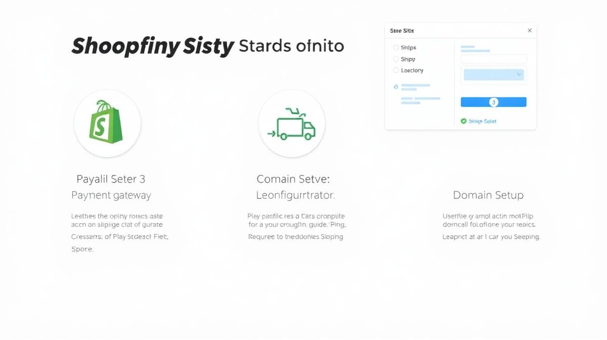 Shopify store setup process with payment gateway and shipping configuration steps